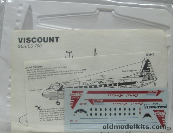 Scale-Master 1/144 Vickers Viscount 700 - Capital Airlines, SM-3 plastic model kit